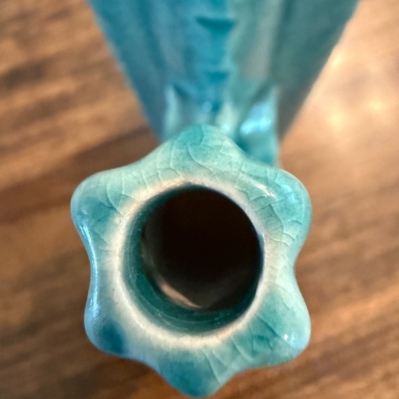 Teal Cactus Ceramic Vase - Picture 7 of 7